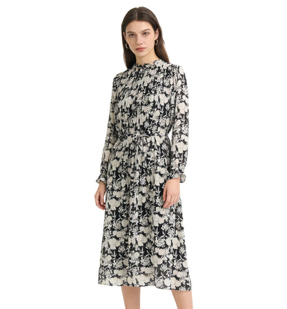Black and White Floral Midi Dress