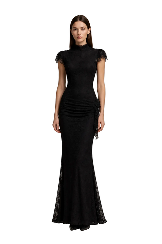 Lace Maxi Dress - Black