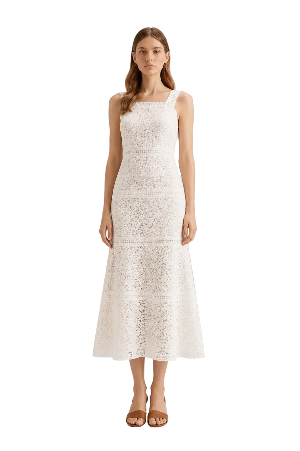 Lace Midi Dress - Cream