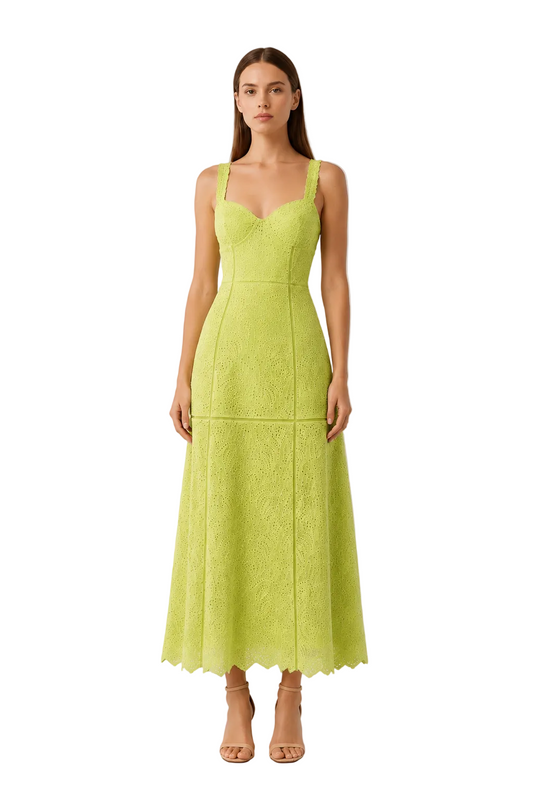 Lace Midi Dress - Light Green