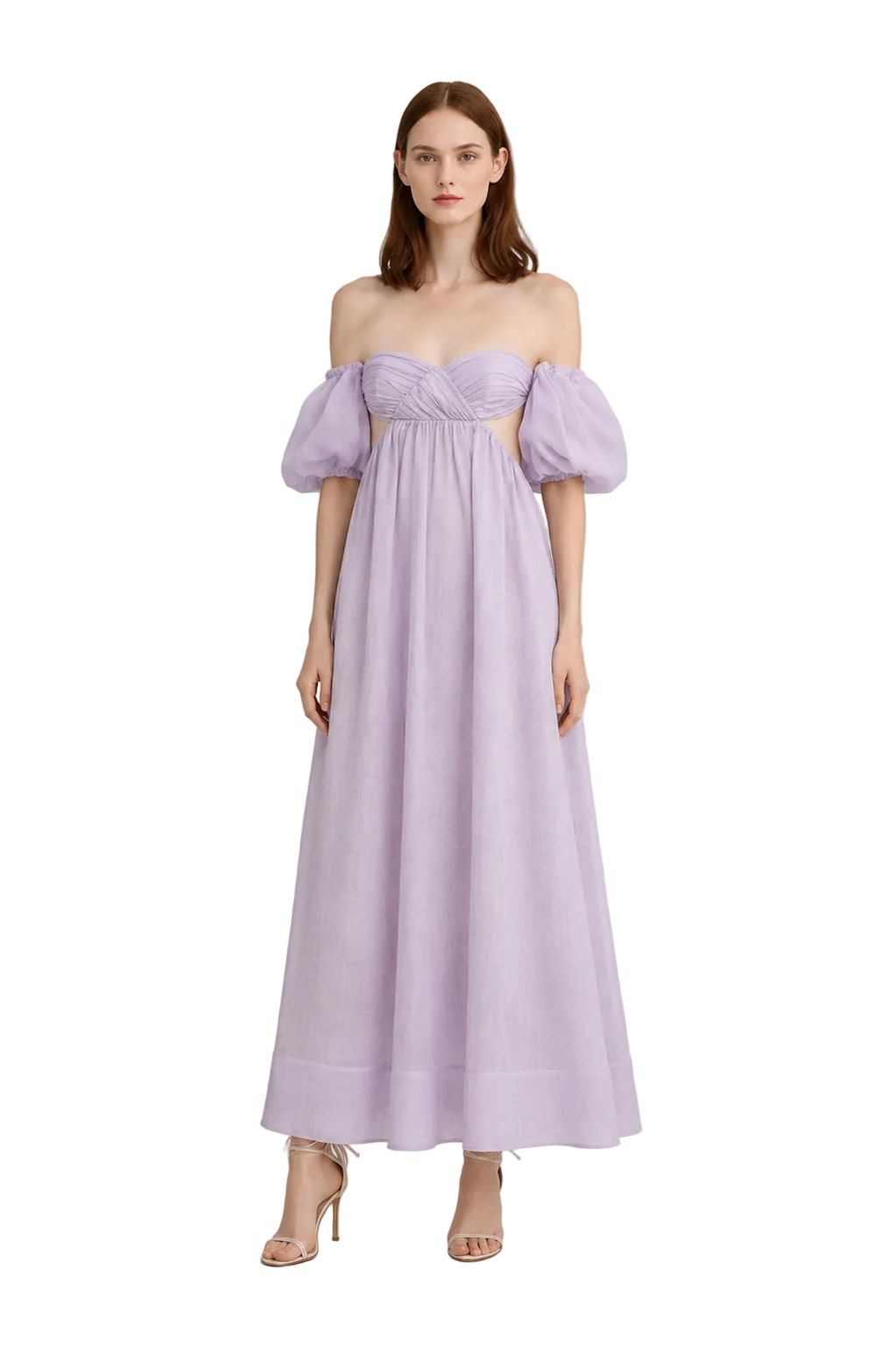 Off-Shoulder Maxi Dress - Light Lilac