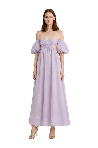 Off-Shoulder Maxi Dress - Light Lilac