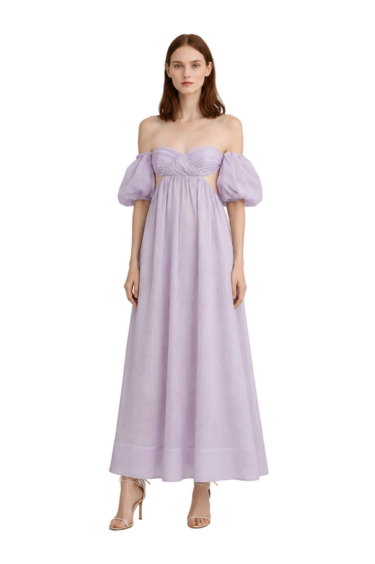Off-Shoulder Maxi Dress - Light Lilac