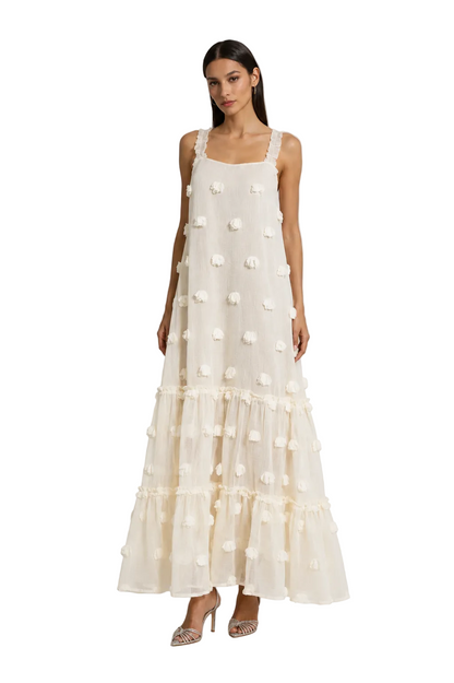 Textured Midi Dress - Cream