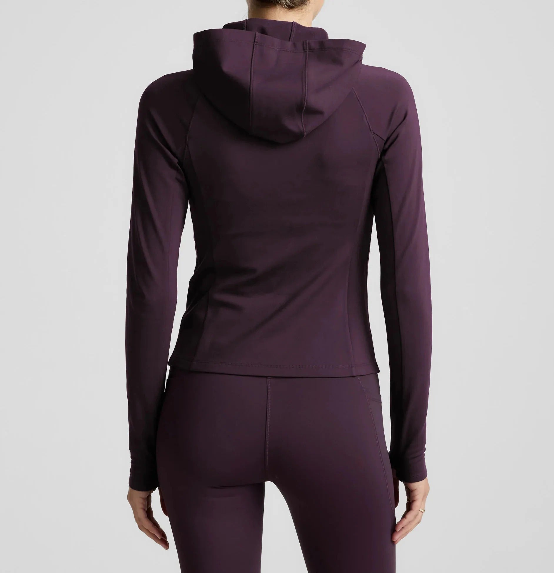 Dark purple zip-up hoodie and leggings set